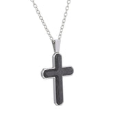 Stainless Steel Forged Carbon Cross on 20 -22  Adjustable Rounded Box Chain